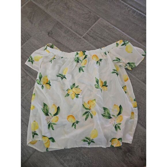 Skies Are Blue Off‎ the Shoulder Top Lemon Print Size XS - Picture 5 of 7